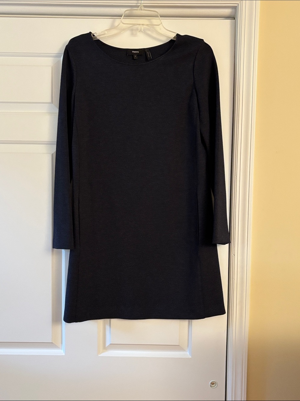 Theory Navy Long-Sleeve Shift Dress